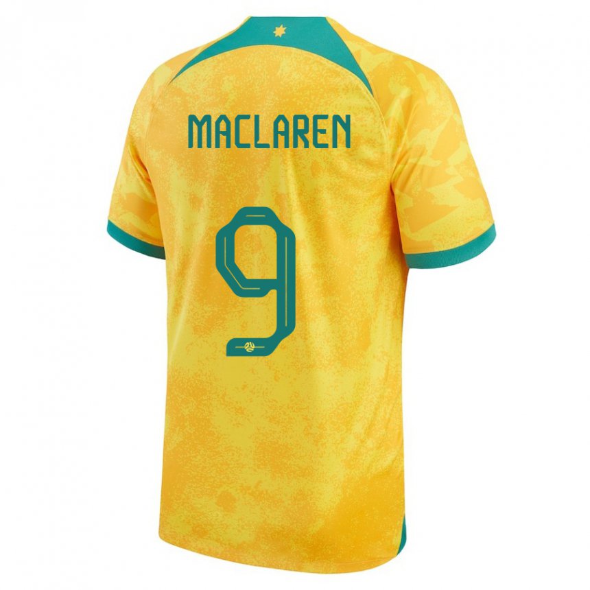 Børn Australiens Jamie Maclaren #9 Gylden Hjemmebane Spillertrøjer 22-24 Trøje T-shirt