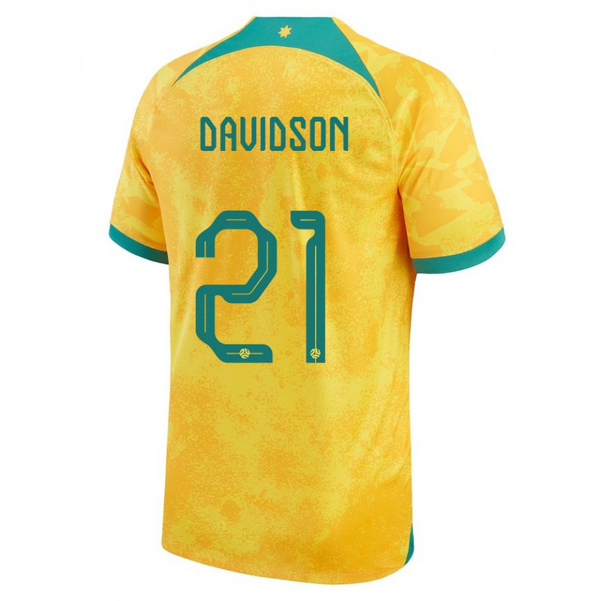 Børn Australiens Jason Davidson #21 Gylden Hjemmebane Spillertrøjer 22-24 Trøje T-shirt