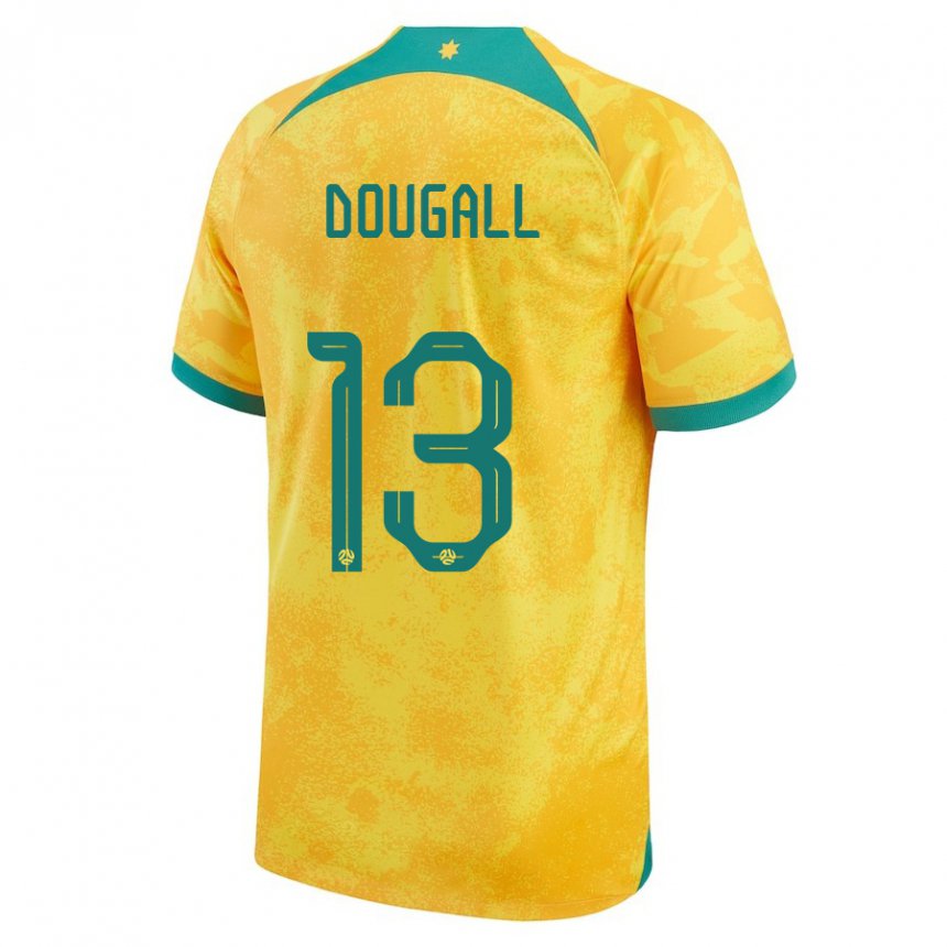 Børn Australiens Kenny Dougall #13 Gylden Hjemmebane Spillertrøjer 22-24 Trøje T-shirt