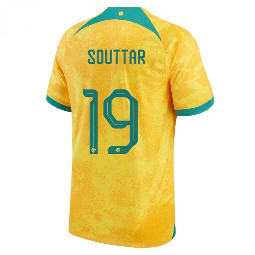 Børn Australiens Harry Souttar #19 Gylden Hjemmebane Spillertrøjer 22-24 Trøje T-shirt