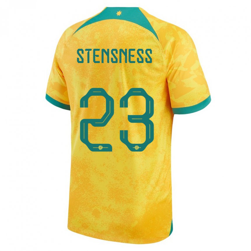 Børn Australiens Gianni Stensness #23 Gylden Hjemmebane Spillertrøjer 22-24 Trøje T-shirt