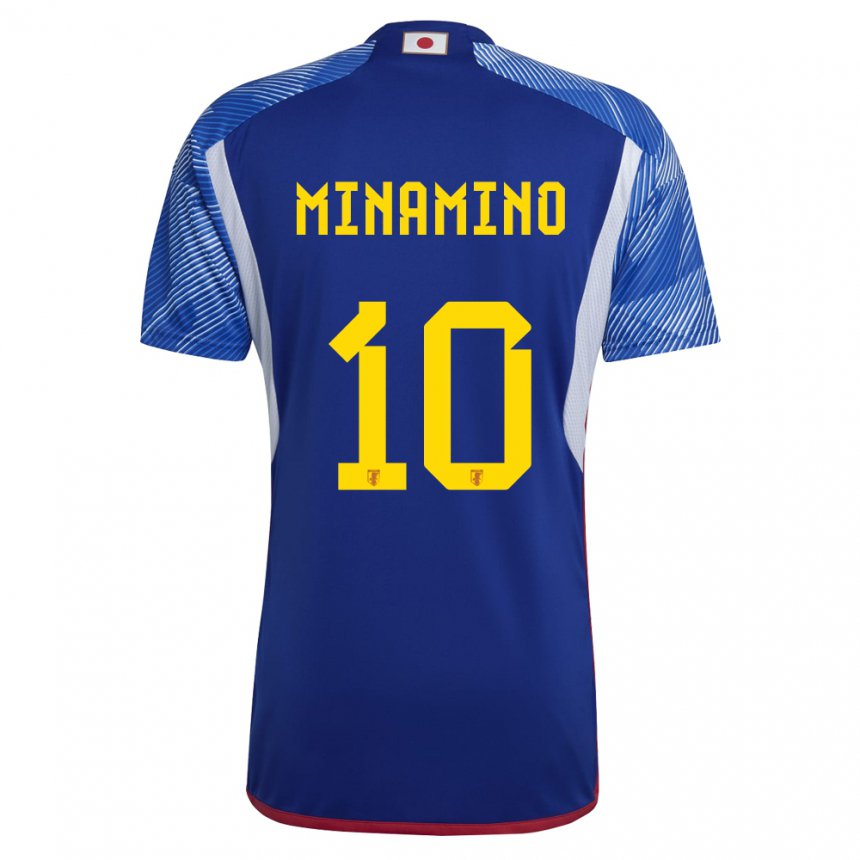 Børn Japans Takumi Minamino #10 Kongeblå Hjemmebane Spillertrøjer 22-24 Trøje T-shirt