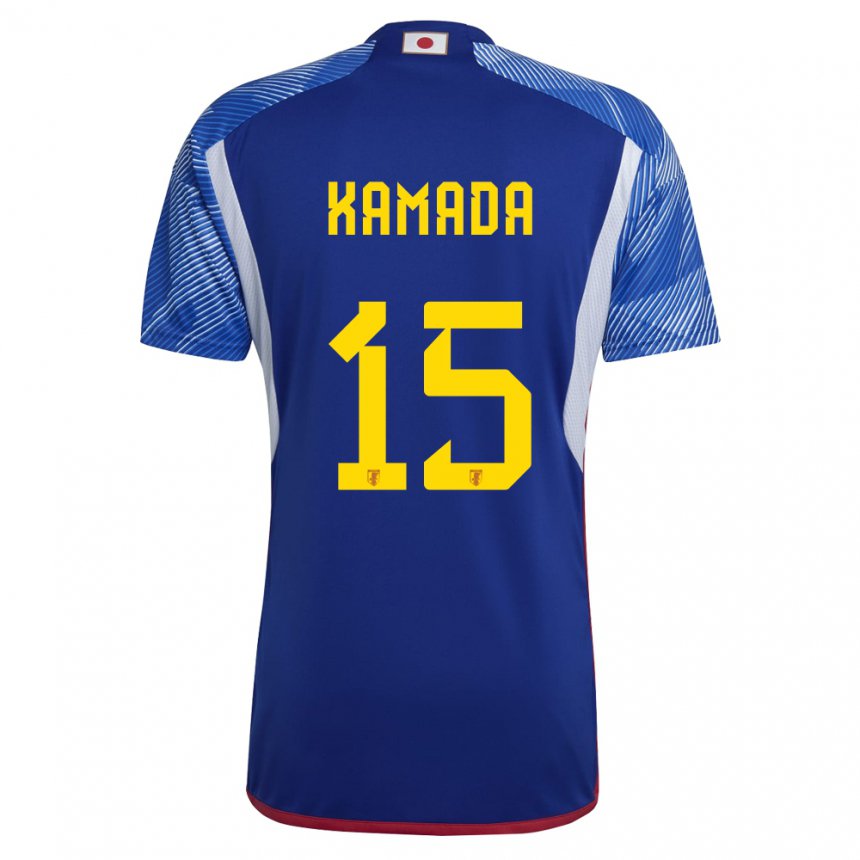 Børn Japans Daichi Kamada #15 Kongeblå Hjemmebane Spillertrøjer 22-24 Trøje T-shirt