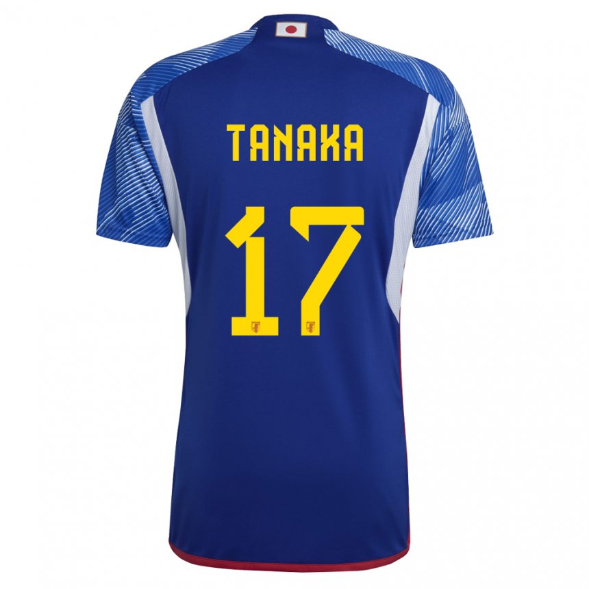 Børn Japans Ao Tanaka #17 Kongeblå Hjemmebane Spillertrøjer 22-24 Trøje T-shirt