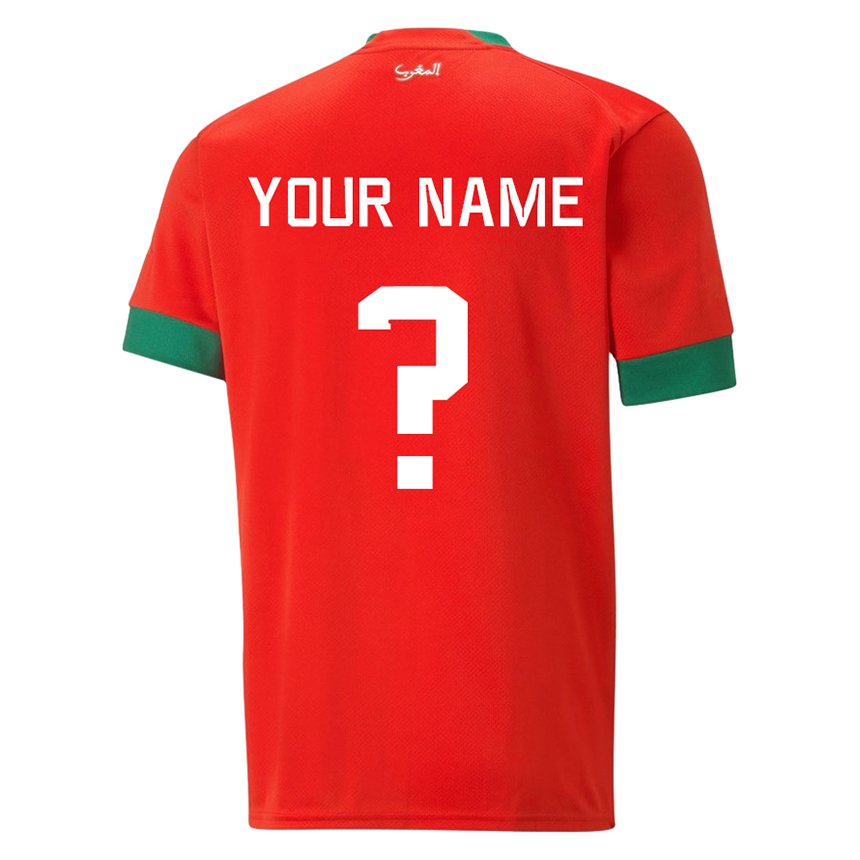 Børn Marokkos Dit Navn #0 Rød Hjemmebane Spillertrøjer 22-24 Trøje T-shirt