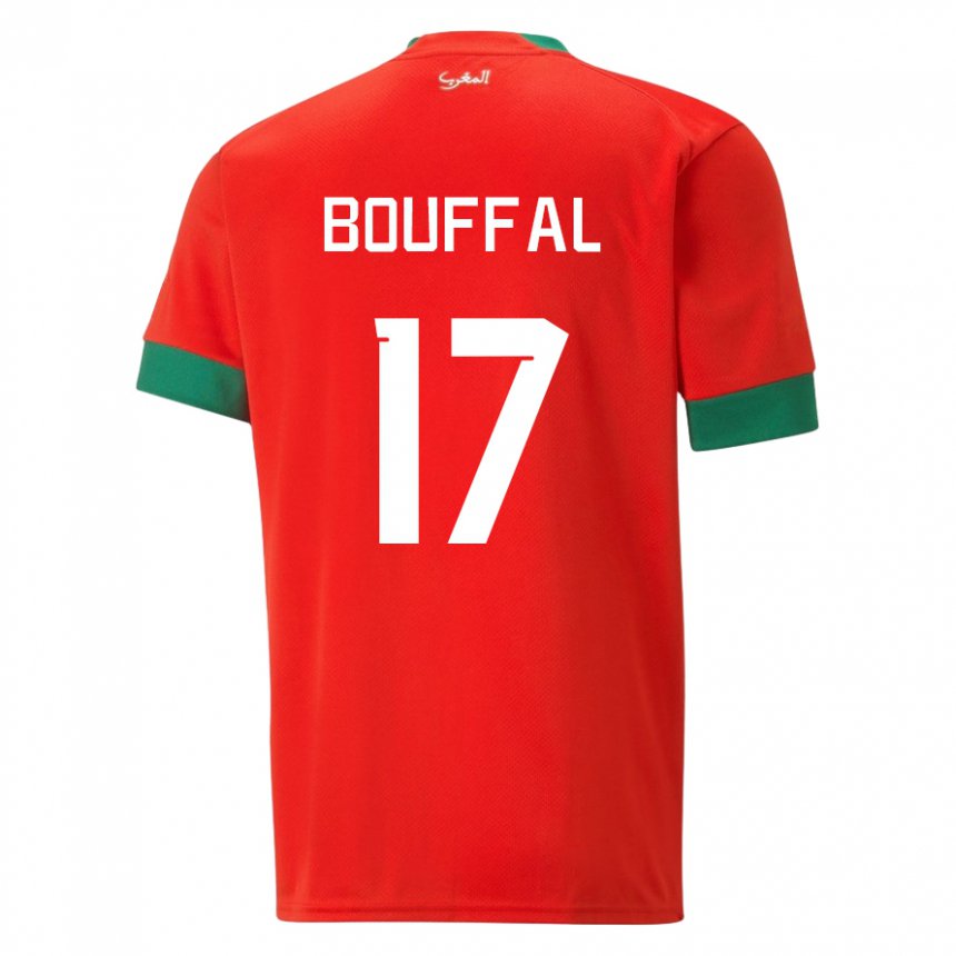 Børn Marokkos Soufiane Bouffal #17 Rød Hjemmebane Spillertrøjer 22-24 Trøje T-shirt