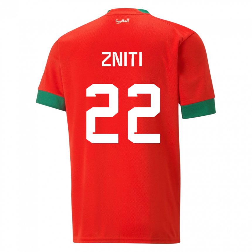 Børn Marokkos Anas Zniti #22 Rød Hjemmebane Spillertrøjer 22-24 Trøje T-shirt