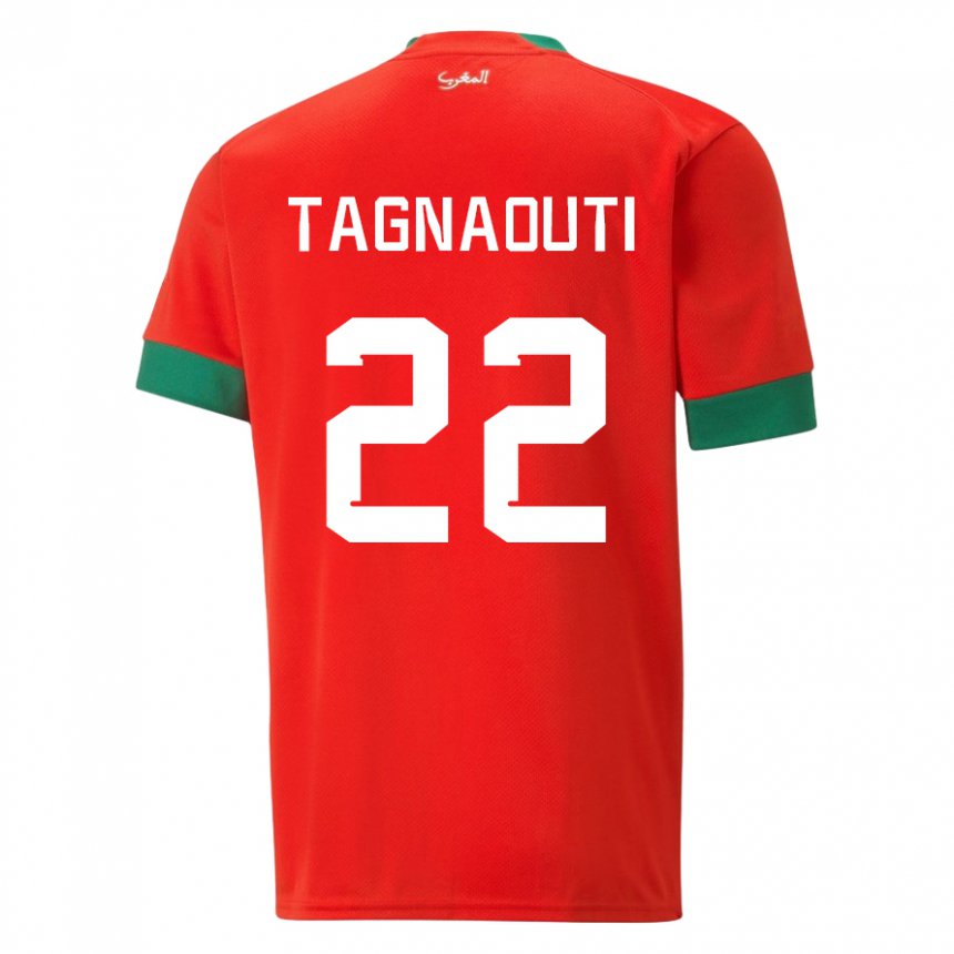 Børn Marokkos Ahmed Reda Tagnaouti #22 Rød Hjemmebane Spillertrøjer 22-24 Trøje T-shirt