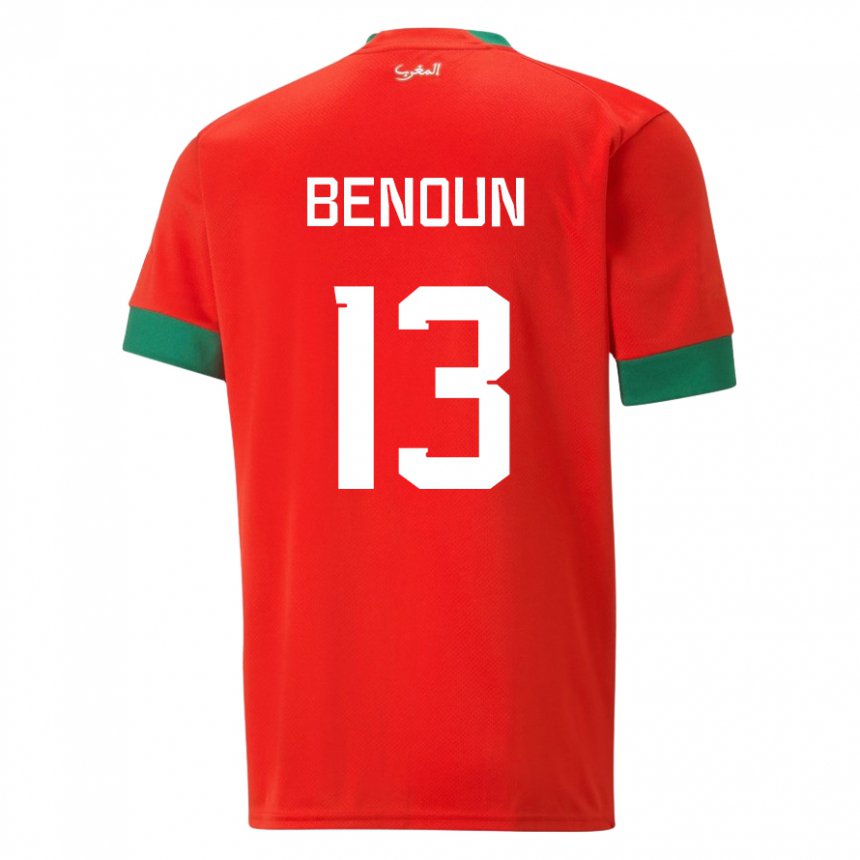 Børn Marokkos Badr Benoun #13 Rød Hjemmebane Spillertrøjer 22-24 Trøje T-shirt