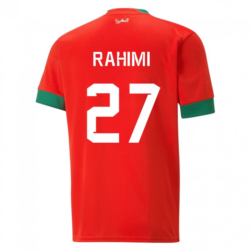 Børn Marokkos Soufiane Rahimi #27 Rød Hjemmebane Spillertrøjer 22-24 Trøje T-shirt
