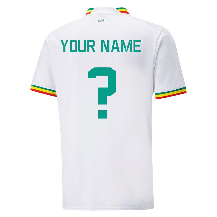 Børn Senegals Dit Navn #0 Hvid Hjemmebane Spillertrøjer 22-24 Trøje T-shirt