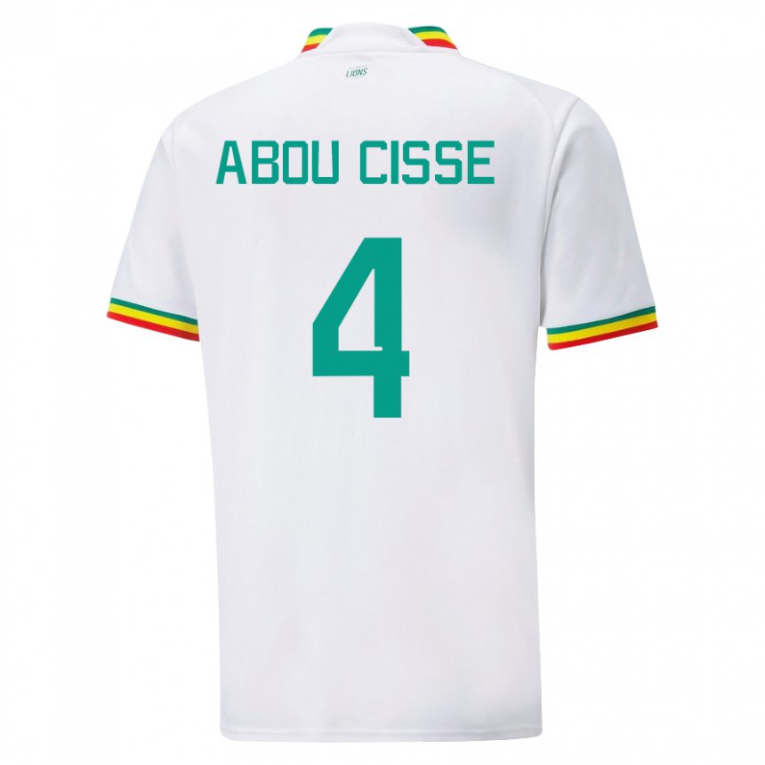 Børn Senegals Pape Abou Cisse #4 Hvid Hjemmebane Spillertrøjer 22-24 Trøje T-shirt