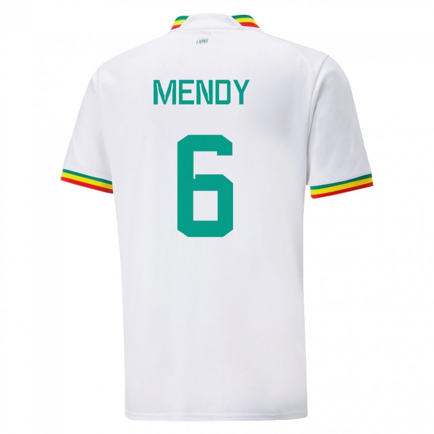 Børn Senegals Nampalys Mendy #6 Hvid Hjemmebane Spillertrøjer 22-24 Trøje T-shirt