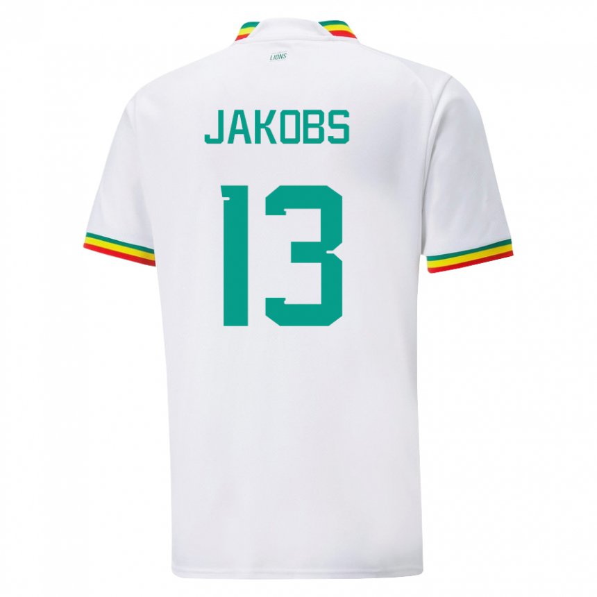 Børn Senegals Ismail Jakobs #13 Hvid Hjemmebane Spillertrøjer 22-24 Trøje T-shirt