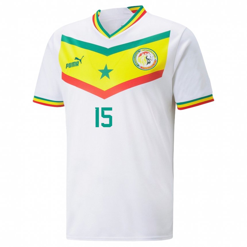 Børn Senegals Krepin Diatta #15 Hvid Hjemmebane Spillertrøjer 22-24 Trøje T-shirt