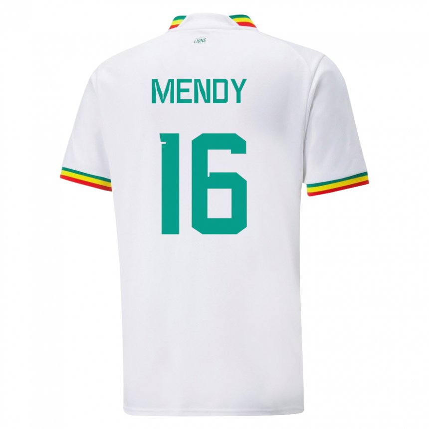 Børn Senegals Edouard Mendy #16 Hvid Hjemmebane Spillertrøjer 22-24 Trøje T-shirt