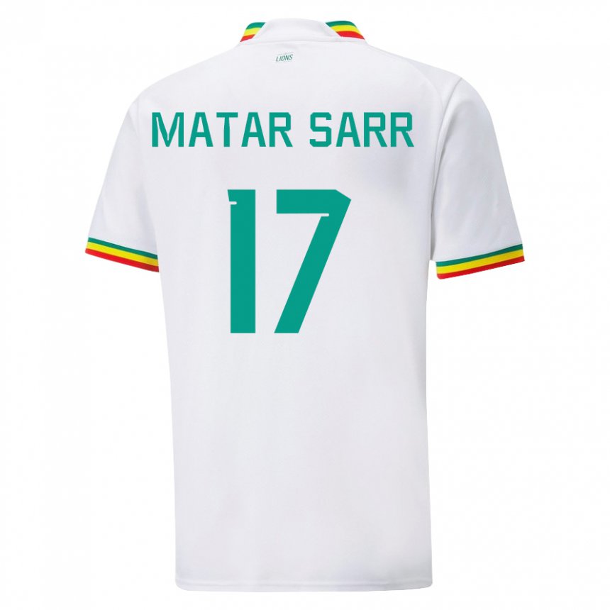Børn Senegals Pape Matar Sarr #17 Hvid Hjemmebane Spillertrøjer 22-24 Trøje T-shirt