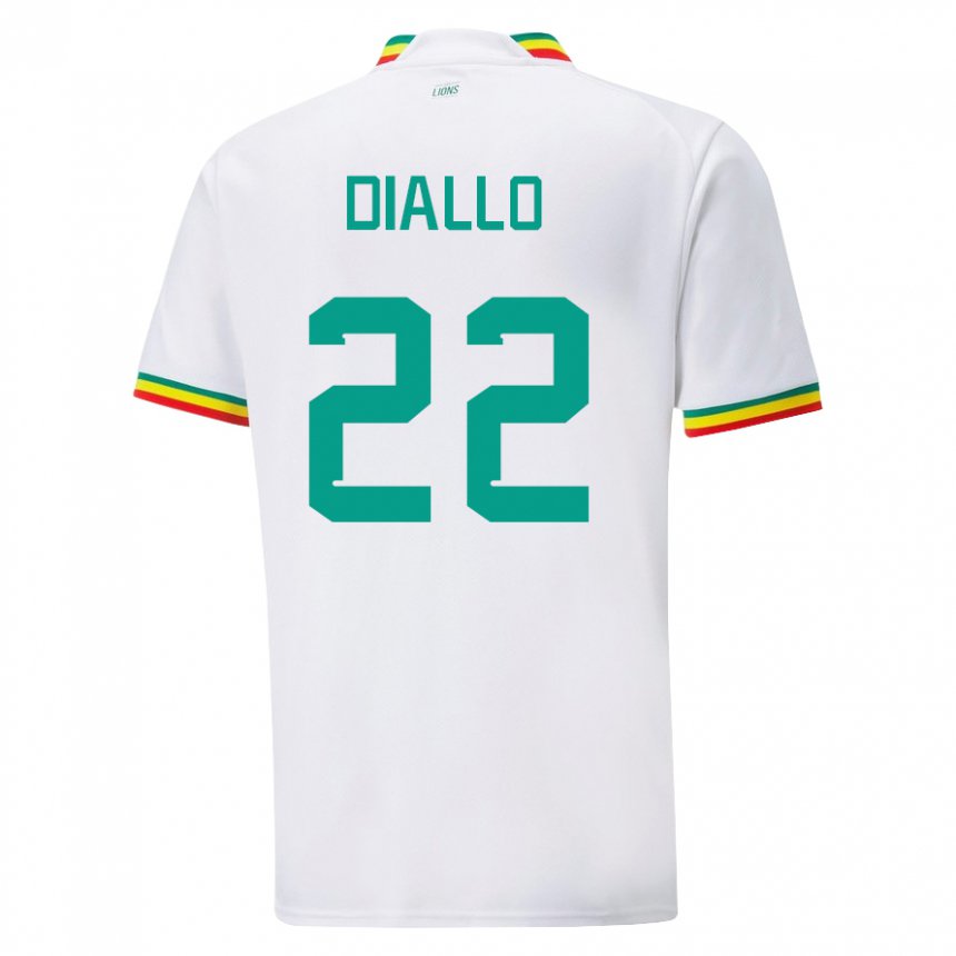 Børn Senegals Abdou Diallo #22 Hvid Hjemmebane Spillertrøjer 22-24 Trøje T-shirt