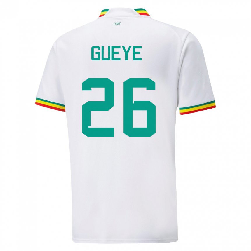 Børn Senegals Pape Gueye #26 Hvid Hjemmebane Spillertrøjer 22-24 Trøje T-shirt