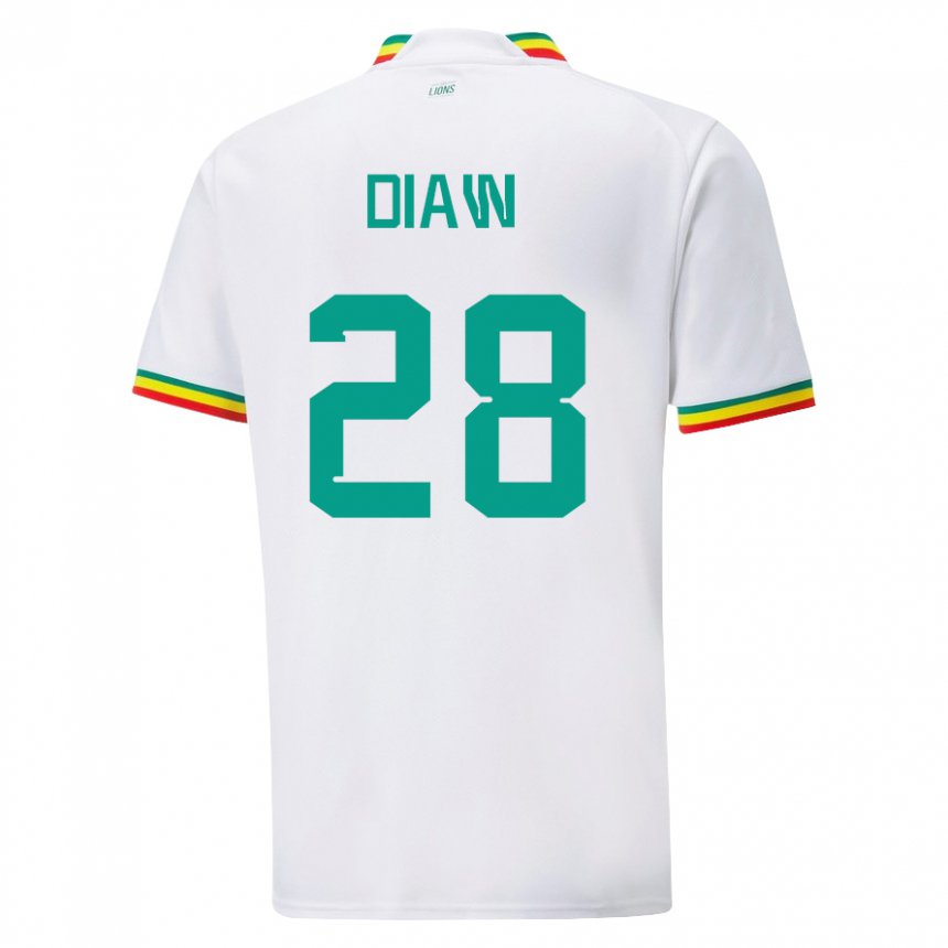 Børn Senegals Mory Diaw #28 Hvid Hjemmebane Spillertrøjer 22-24 Trøje T-shirt
