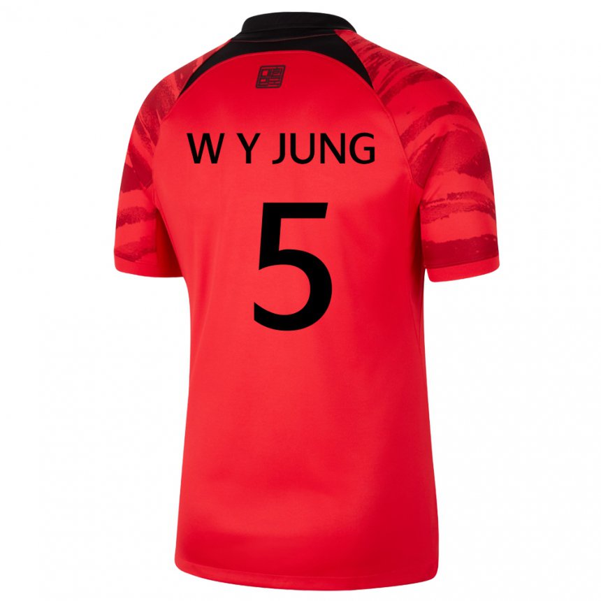 Børn Sydkoreas Woo-young Jung #5 Rød Sort Hjemmebane Spillertrøjer 22-24 Trøje T-shirt