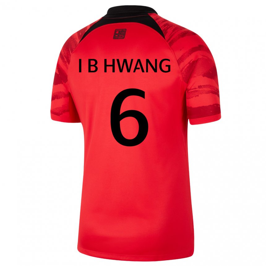 Børn Sydkoreas In-beom Hwang #6 Rød Sort Hjemmebane Spillertrøjer 22-24 Trøje T-shirt