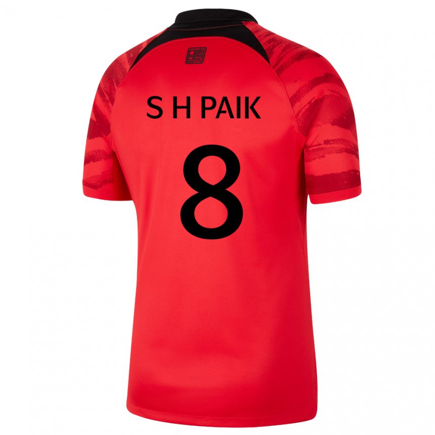 Børn Sydkoreas Seung-ho Paik #8 Rød Sort Hjemmebane Spillertrøjer 22-24 Trøje T-shirt