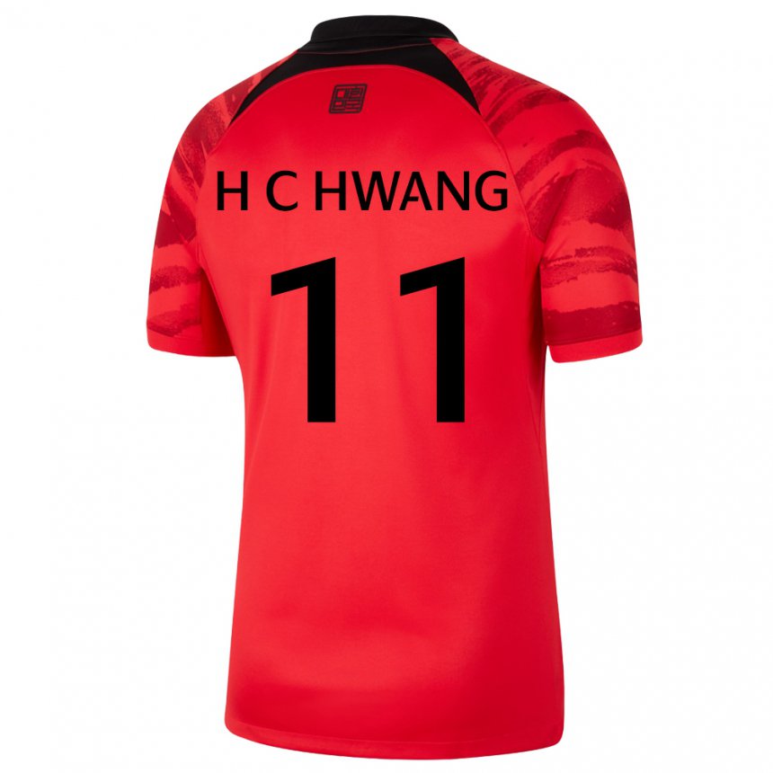 Børn Sydkoreas Hee-chan Hwang #11 Rød Sort Hjemmebane Spillertrøjer 22-24 Trøje T-shirt