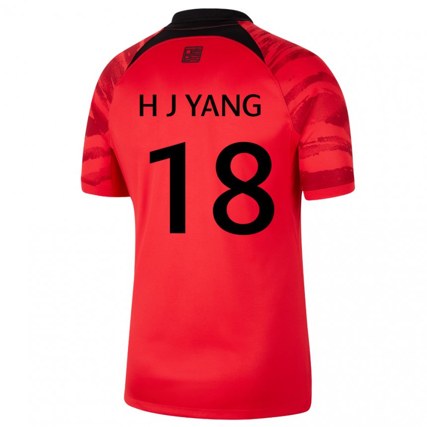 Børn Sydkoreas Hyun-jun Yang #18 Rød Sort Hjemmebane Spillertrøjer 22-24 Trøje T-shirt