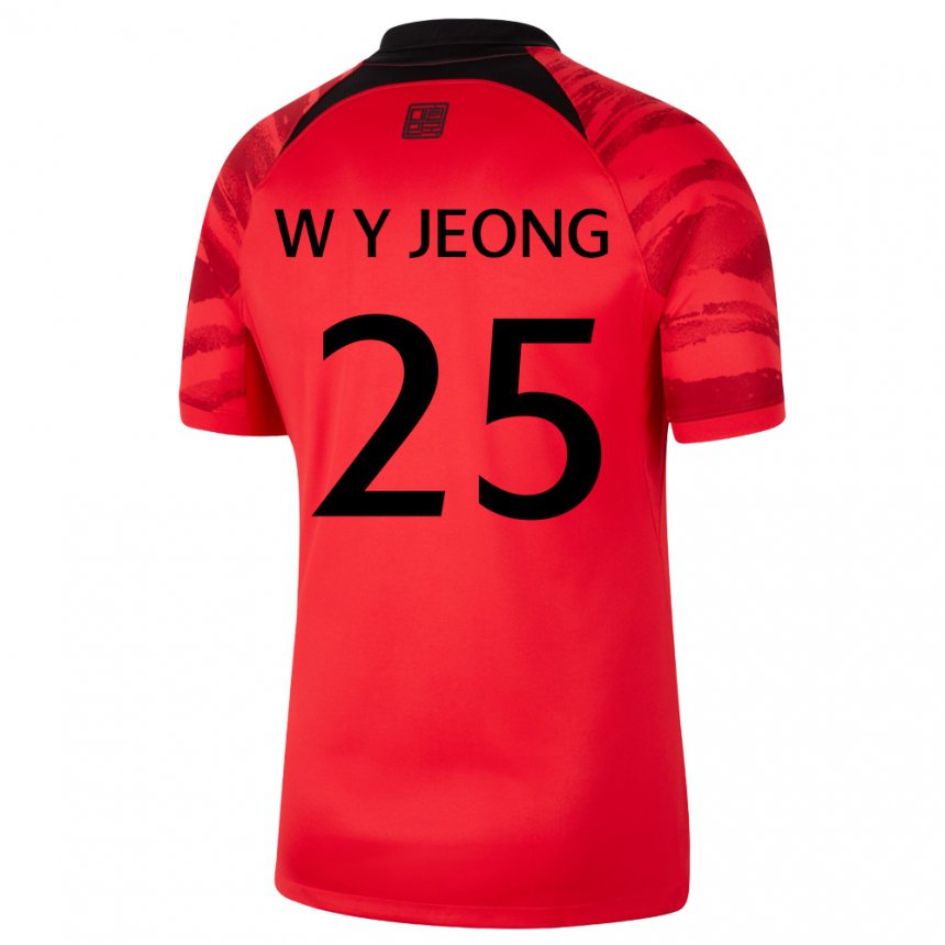 Børn Sydkoreas Woo-yeong Jeong #25 Rød Sort Hjemmebane Spillertrøjer 22-24 Trøje T-shirt