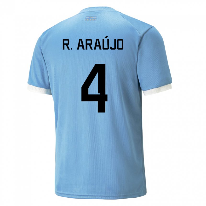 Børn Uruguays Ronald Araujo #4 Blå Hjemmebane Spillertrøjer 22-24 Trøje T-shirt