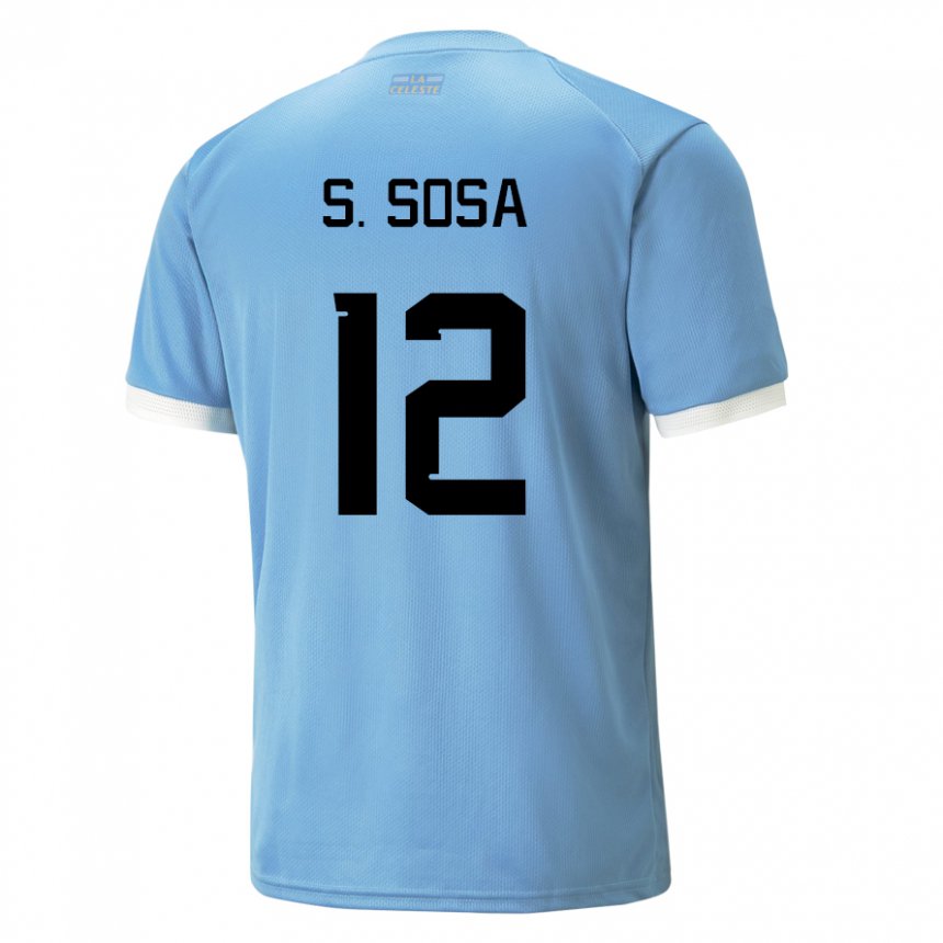 Børn Uruguays Sebastian Sosa #12 Blå Hjemmebane Spillertrøjer 22-24 Trøje T-shirt