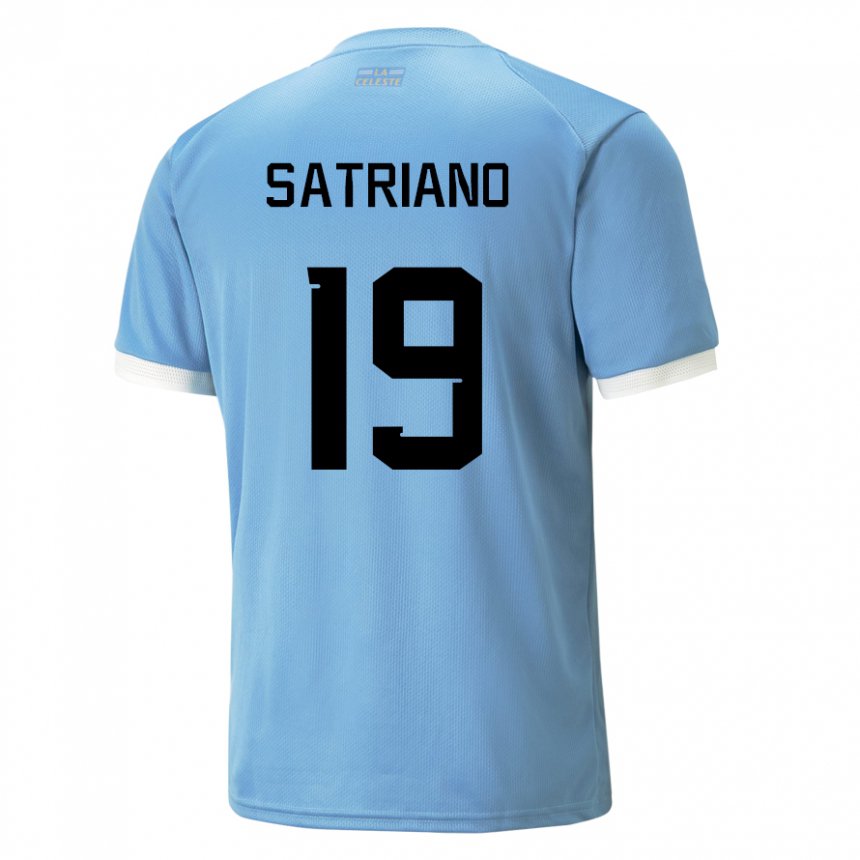 Børn Uruguays Martin Satriano #19 Blå Hjemmebane Spillertrøjer 22-24 Trøje T-shirt