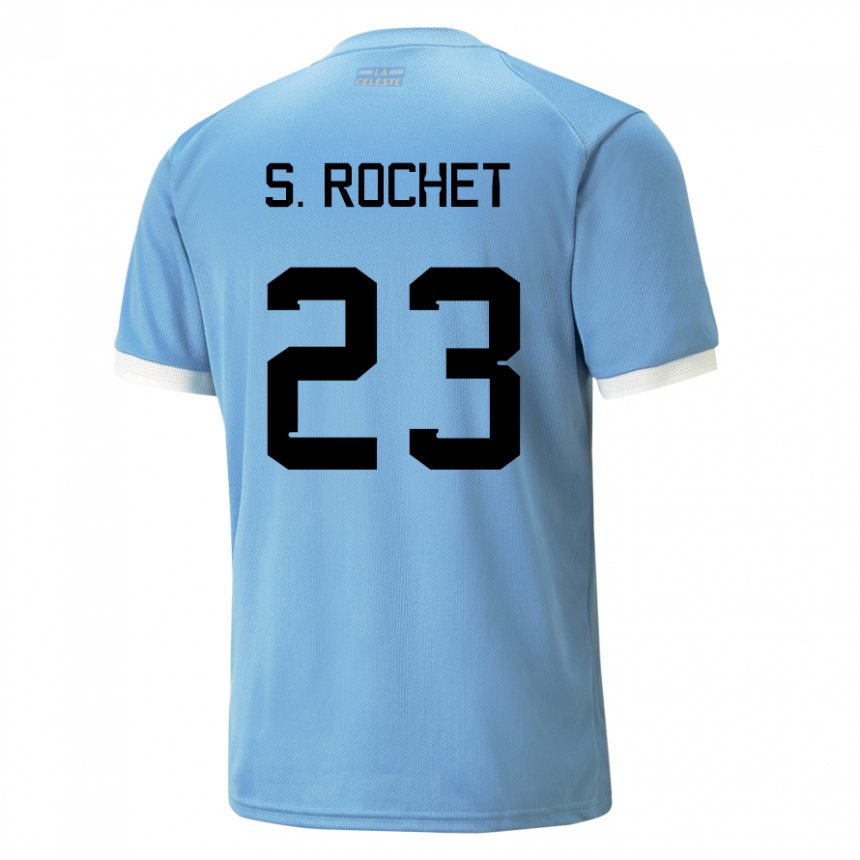 Børn Uruguays Sergio Rochet #23 Blå Hjemmebane Spillertrøjer 22-24 Trøje T-shirt