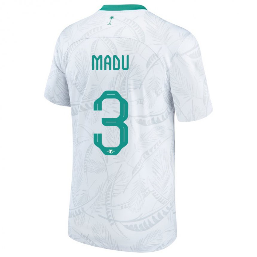 Børn Saudi-arabiens Abdullah Madu #3 Hvid Hjemmebane Spillertrøjer 22-24 Trøje T-shirt