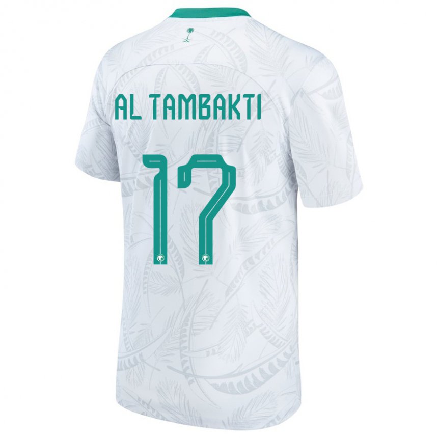 Børn Saudi-arabiens Hassan Al Tambakti #17 Hvid Hjemmebane Spillertrøjer 22-24 Trøje T-shirt