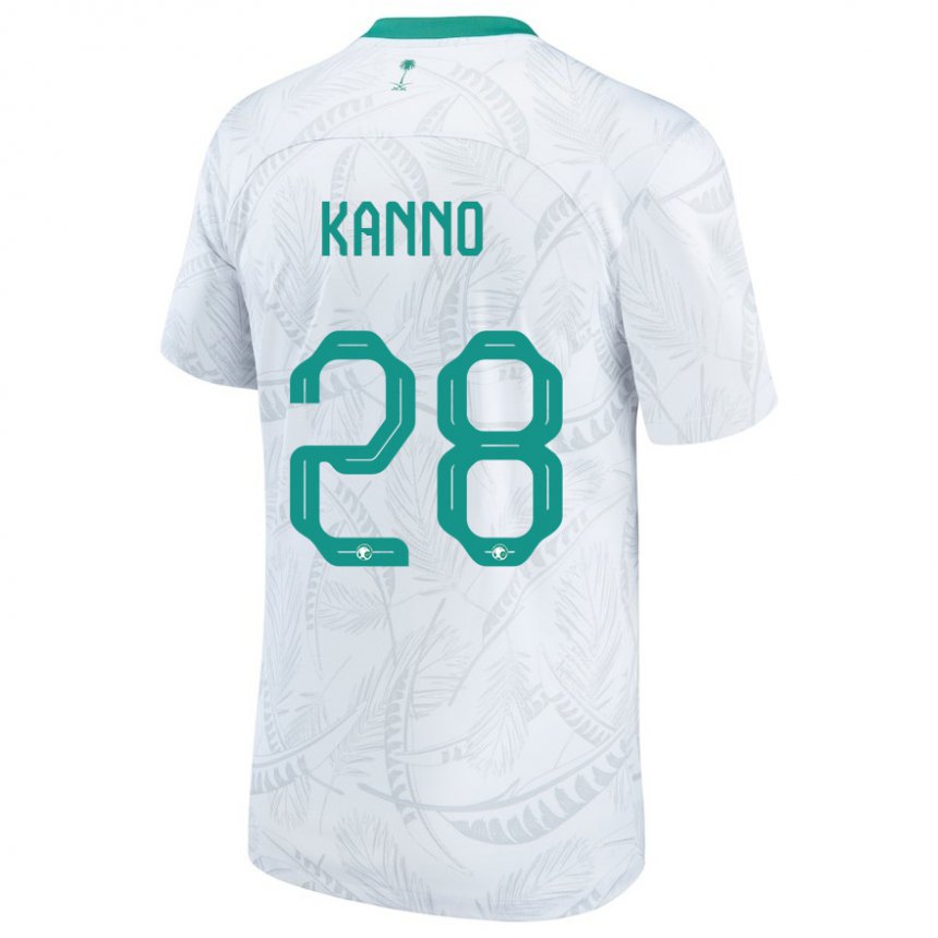 Børn Saudi-arabiens Mohamed Kanno #28 Hvid Hjemmebane Spillertrøjer 22-24 Trøje T-shirt