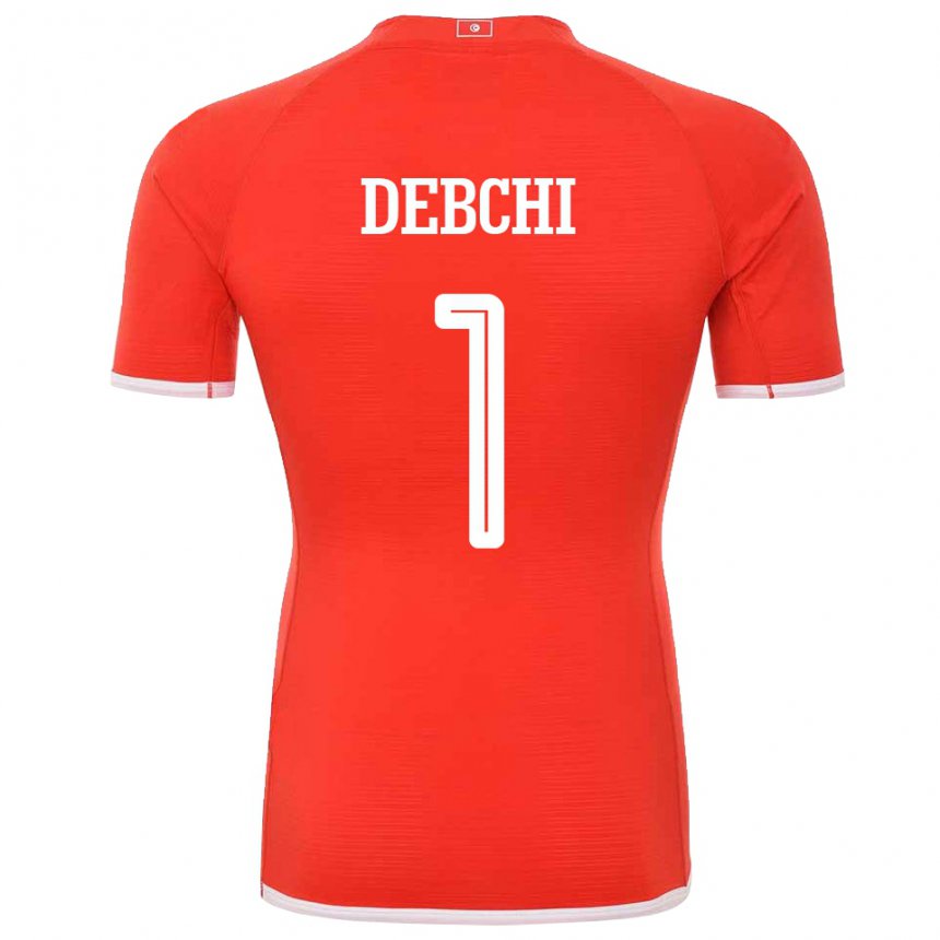 Børn Tunesiens Mohamed Sedki Debchi #1 Rød Hjemmebane Spillertrøjer 22-24 Trøje T-shirt