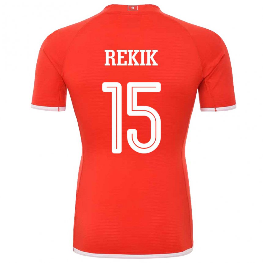 Børn Tunesiens Omar Rekik #15 Rød Hjemmebane Spillertrøjer 22-24 Trøje T-shirt