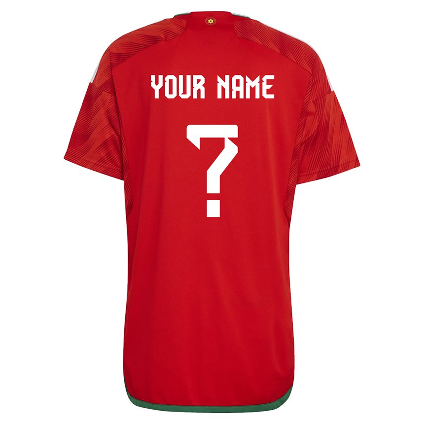 Børn Wales Dit Navn #0 Rød Hjemmebane Spillertrøjer 22-24 Trøje T-shirt