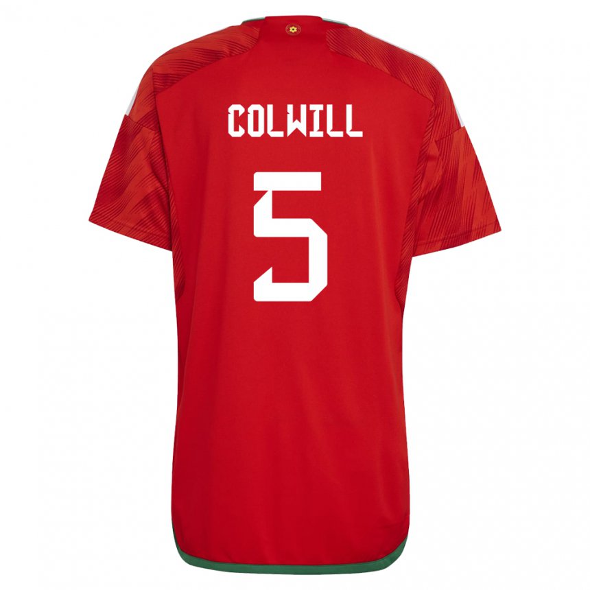 Børn Wales Rubin Colwill #5 Rød Hjemmebane Spillertrøjer 22-24 Trøje T-shirt