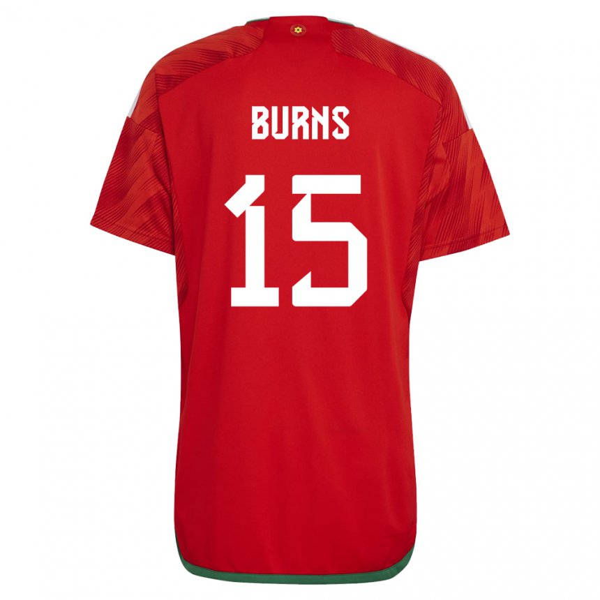 Børn Wales Wes Burns #15 Rød Hjemmebane Spillertrøjer 22-24 Trøje T-shirt
