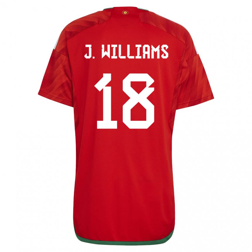 Børn Wales Jonathan Williams #18 Rød Hjemmebane Spillertrøjer 22-24 Trøje T-shirt