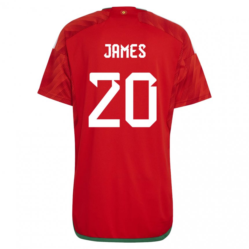 Børn Wales Daniel James #20 Rød Hjemmebane Spillertrøjer 22-24 Trøje T-shirt