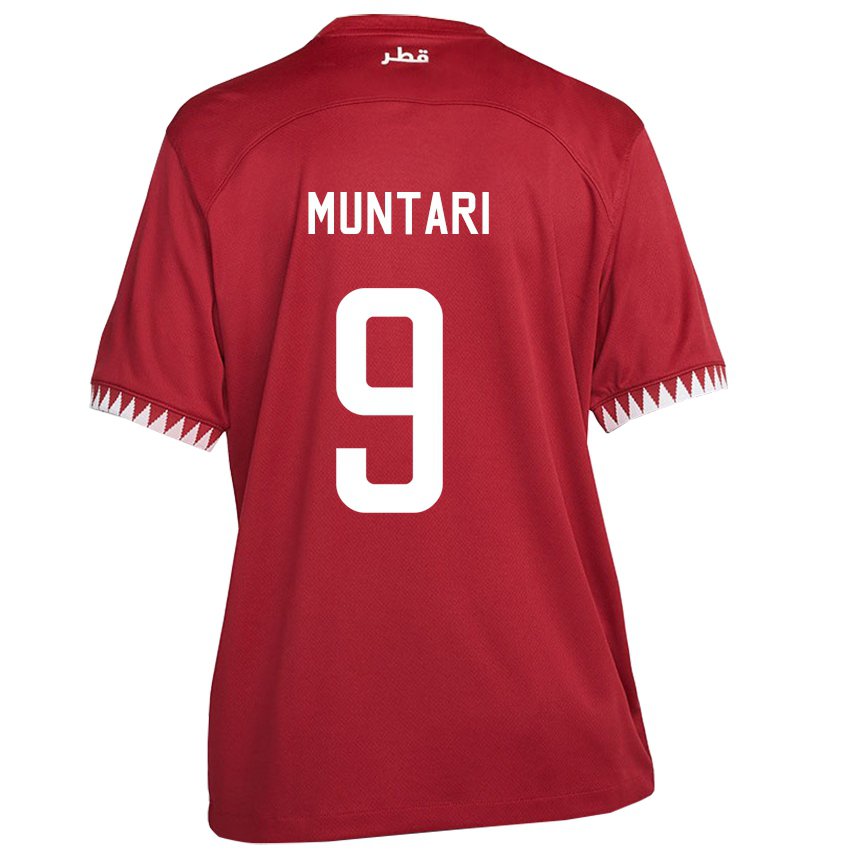 Børn Qatars Mohammed Muntari #9 Rødbrun Hjemmebane Spillertrøjer 22-24 Trøje T-shirt