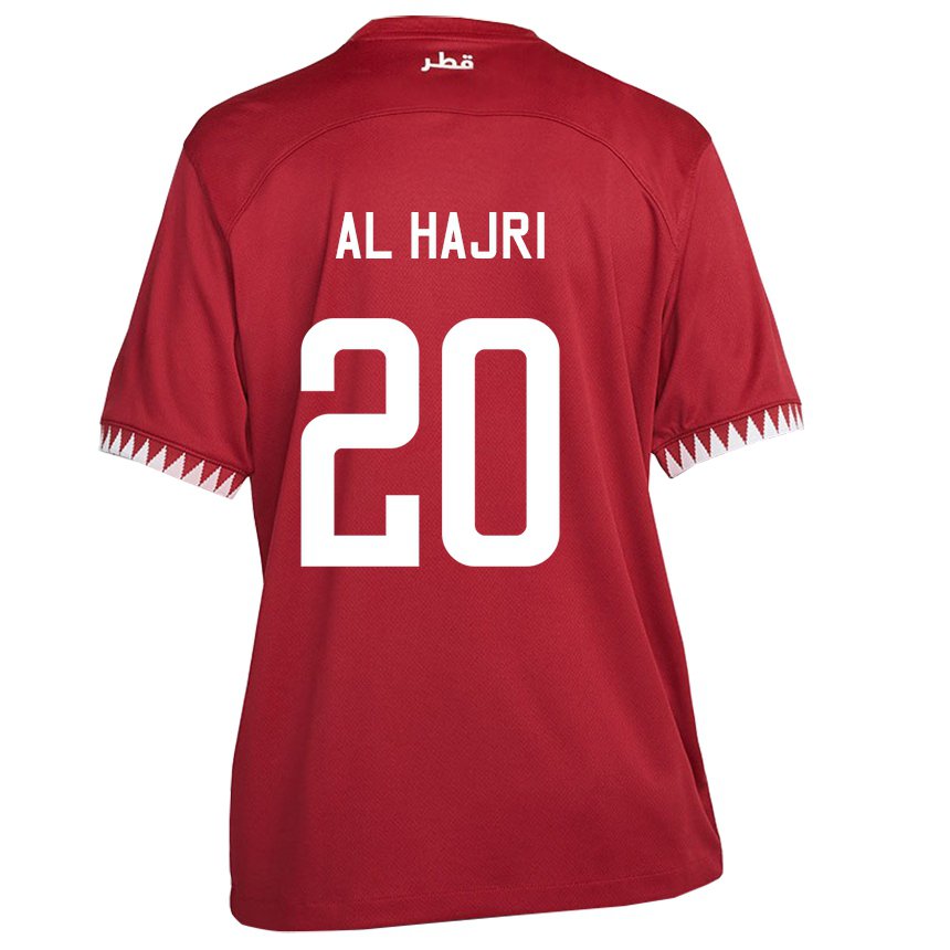 Børn Qatars Salem Al Hajri #20 Rødbrun Hjemmebane Spillertrøjer 22-24 Trøje T-shirt