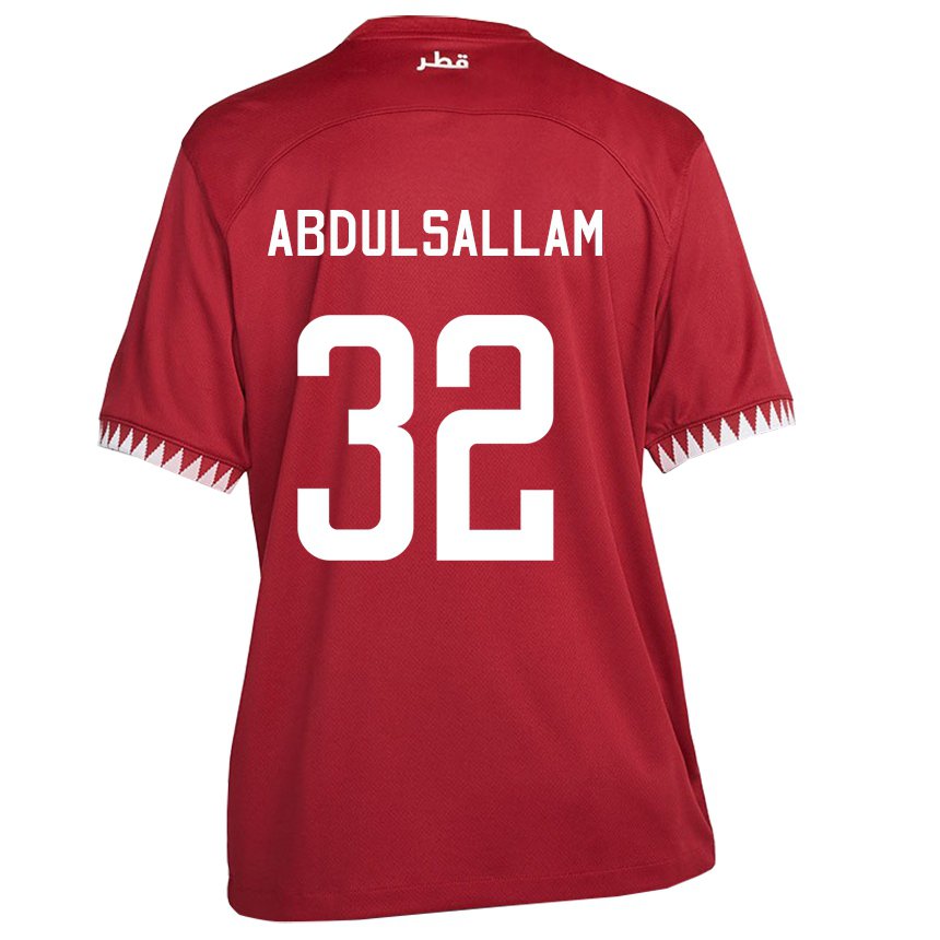 Børn Qatars Jassem Gaber Abdulsallam #32 Rødbrun Hjemmebane Spillertrøjer 22-24 Trøje T-shirt