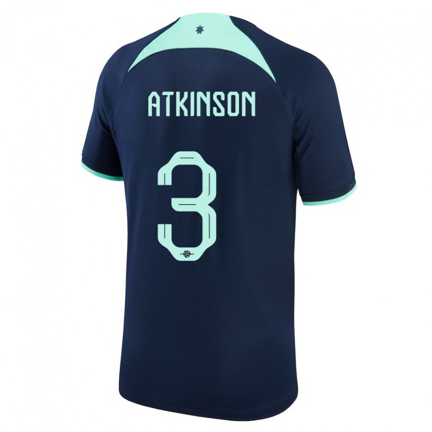 Børn Australiens Nathaniel Atkinson #3 Mørkeblå Udebane Spillertrøjer 22-24 Trøje T-shirt