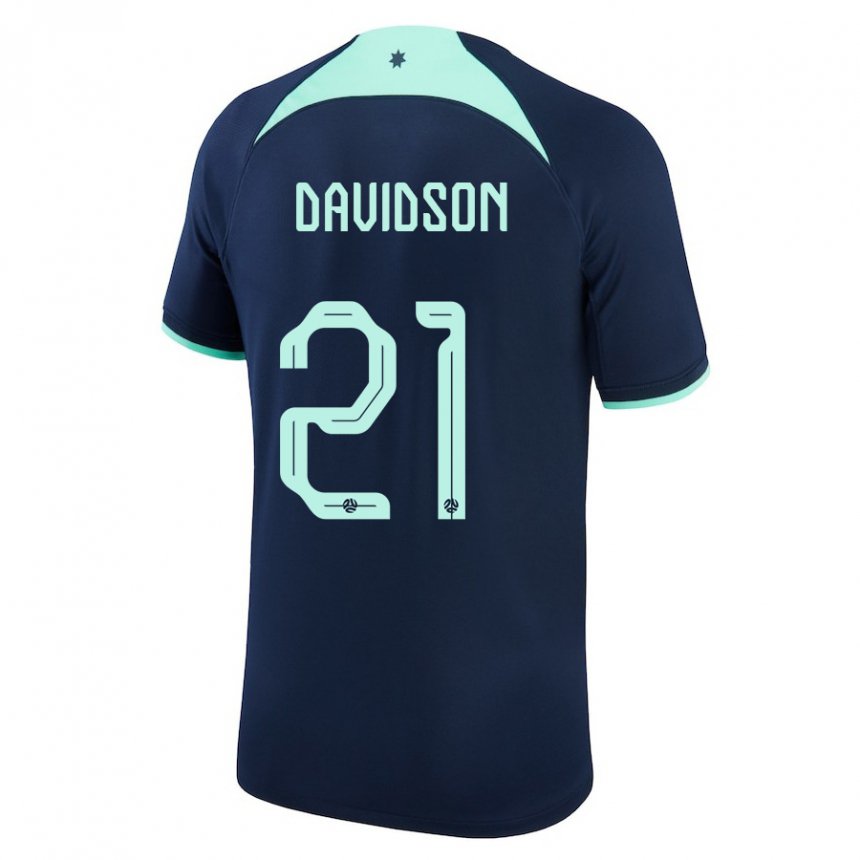 Børn Australiens Jason Davidson #21 Mørkeblå Udebane Spillertrøjer 22-24 Trøje T-shirt