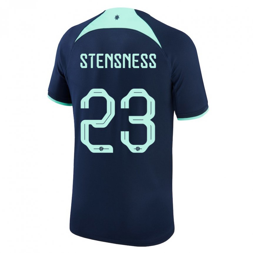 Børn Australiens Gianni Stensness #23 Mørkeblå Udebane Spillertrøjer 22-24 Trøje T-shirt